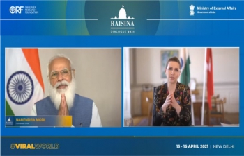  H.E. Ms. Mette Frederiksen, Prime Minister of Denmark spoke at inaugural session of Raisina Dialogue with Hon’ble Prime Minister of India, Shri Narendra Modi on 13th April 2021
